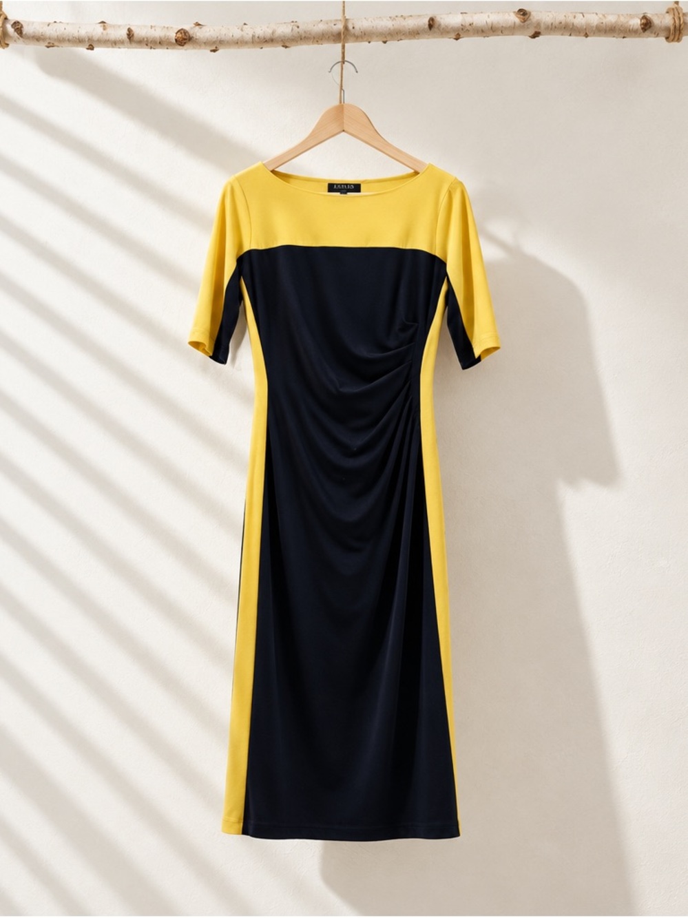 Lauren Ralph Lauren Yellow and Black Midi Sheath Dress